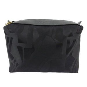 AUTH Salvatore Ferragamo pouch pattern canvas leather